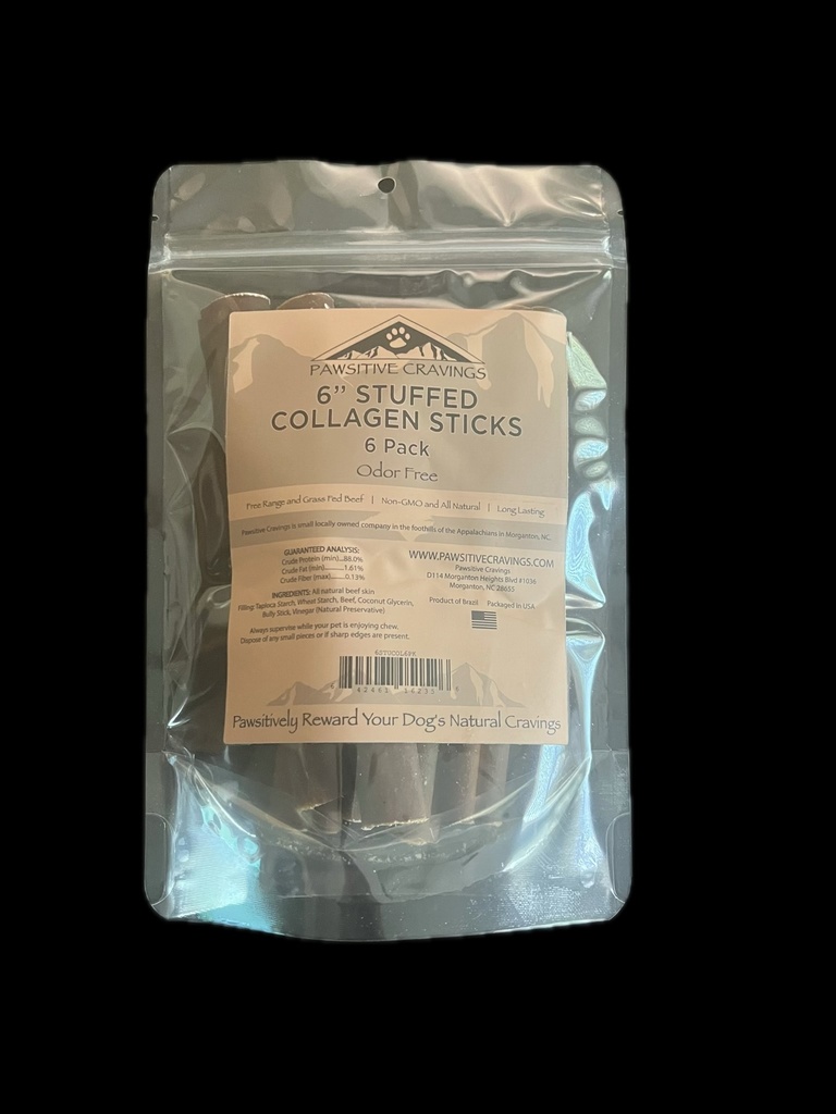 [6STUCOL6PK] Pawsitive Cravings 6 inch Stuffed Collagen 6PK