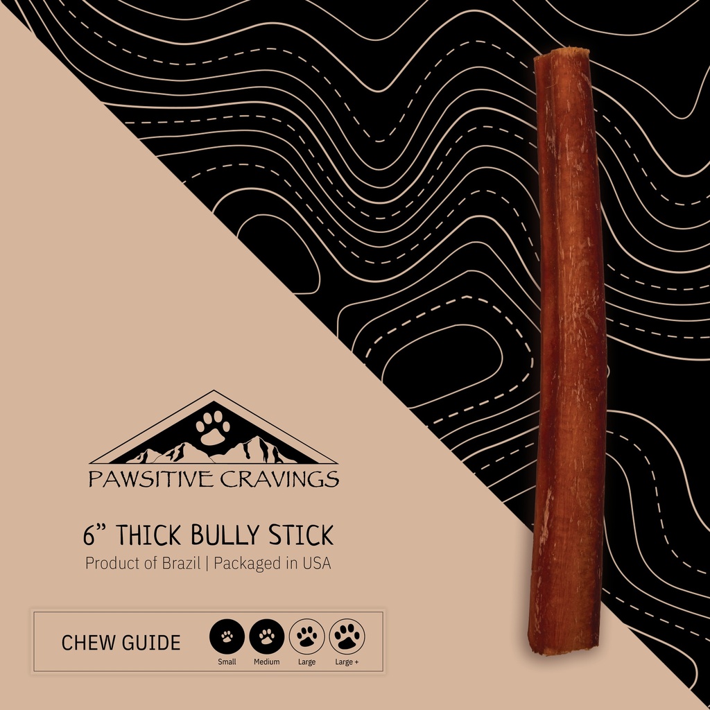 [6BS100CT] Pawsitive Cravings 100 CT 6 inch Bully Sticks-No Label