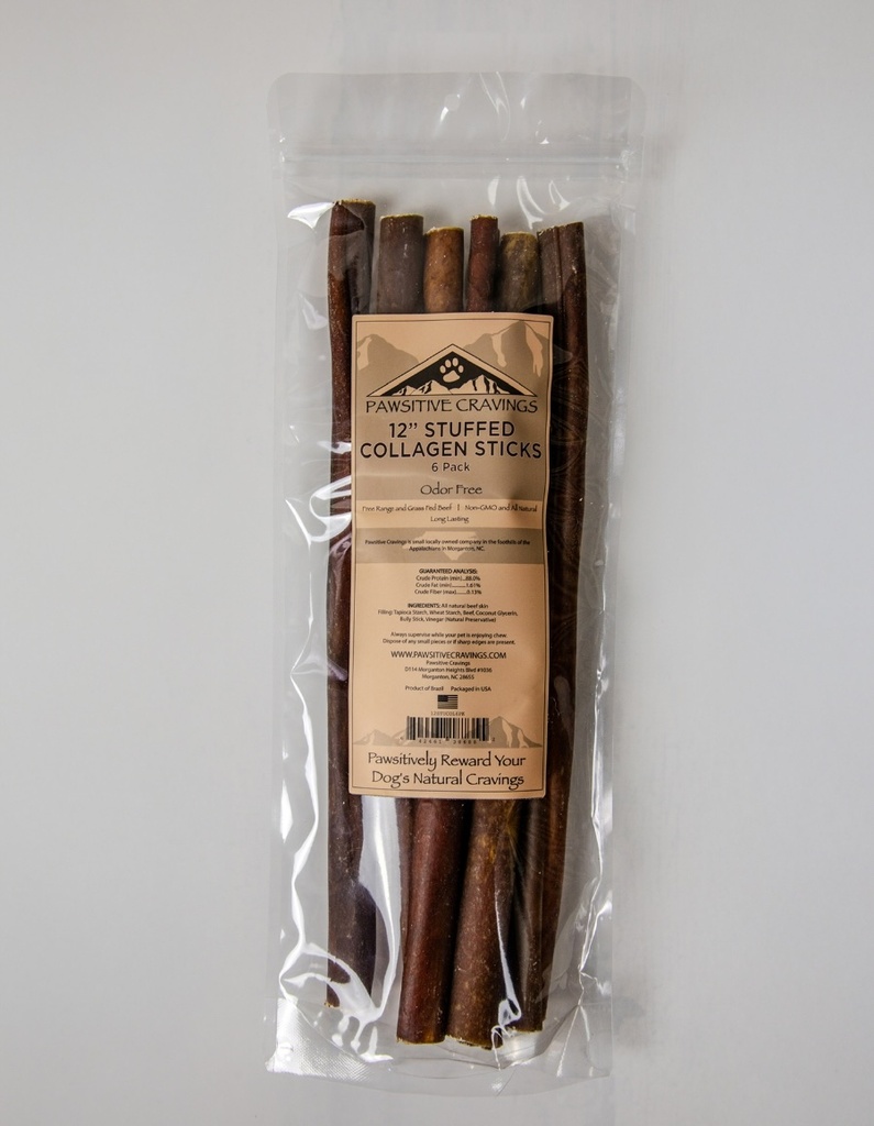 [12STUCOL100CT] Pawsitive Cravings 100 CT 12 inch Stuffed Collagen-No Label